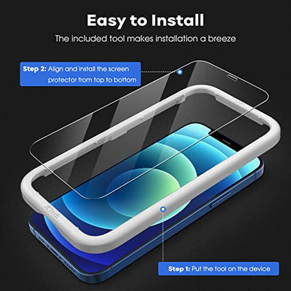 JETech Full-Coverage Screen Protector for iPhone 12/12 Pro, 3-Pack - size: iPhone 12/12 Pro