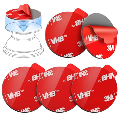 volport Sticky Adhesive Pads for Pops Socket Base: 5 Pcs 1.38" Strong Round Double Sided Replacement Sticker for Collapsible Phone Grip Stand, Very High Bond Tape for iPhone Popgrips Mount