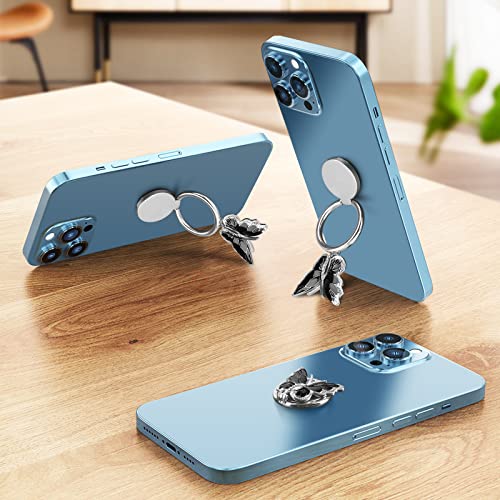 Phone Ring Holder Finger Kickstand, Bling Metal Cute Butterfly Cell Phone Ring Stand Grip Turns 360° Rotation Adjustable Sparkle Phone Grip Compatible with iPhone, Samsung, All Smartphone - color: Black