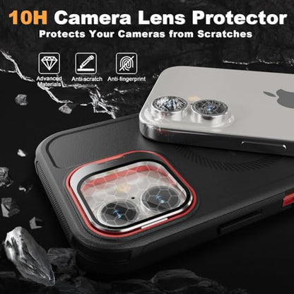 Follaroma for iPhone 16 Case with Magnetic,Heavy Duty Case,6.1'',Black-red - color: Black-red, size: iPhone 16 6.1''