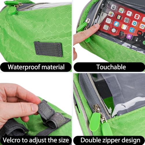 Bike Handlebar Bag with Touchscreen, Waterproof Bicycle Front Bag for Phone Storage, Compact Handlebar Pouch for Road, Mountain & Electric Bikes