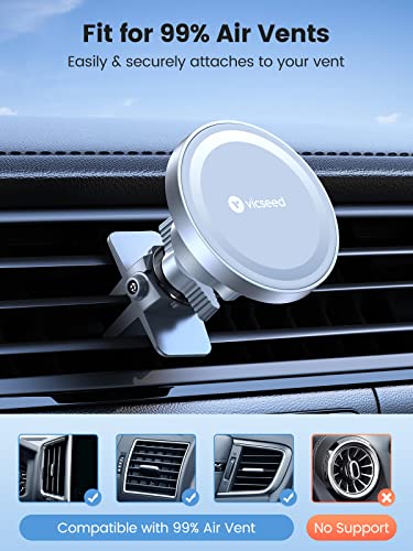 VICSEED for MagSafe Car Mount [Upgraded Strongest Magnet Power] Magnetic Phone Holder for Car Vent 360 Adjustable Magnetic Car Phone Holder Mount for iPhone 16 Pro Max 15 14 13 12 Plus Mini - color: White