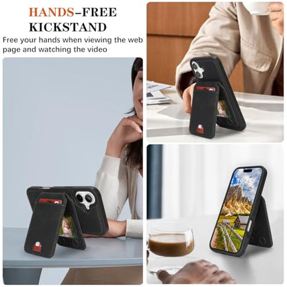 Ｈａｖａｙａ Soft-Touch Wallet Case for iPhone 16 - Matte Black | Soft touch matte finish, detachable 2-in-1 magnetic wallet with 5 card slots & kickstand, 1400 Gauss MagSafe 15W fast char - color: Matte Black