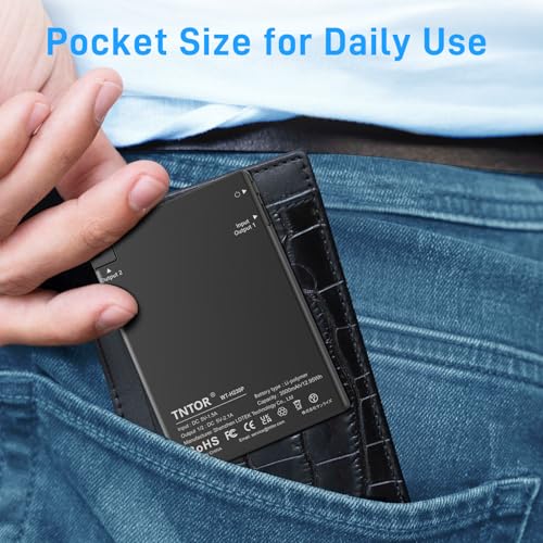 TNTOR Thin Portable Phone Charger with Built in Lightning Cable-3500mAhUltra Slim Travel Power Bank for Pocket Wallet Compatible with iPhone 14/13/12/11/X/8 Series (Not for iPhone 15 16 Series)