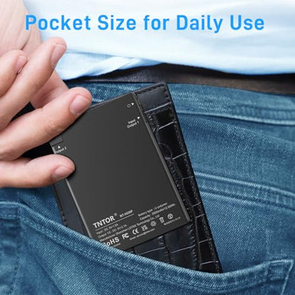 TNTOR Thin Portable Phone Charger with Built in Lightning Cable-3500mAhUltra Slim Travel Power Bank for Pocket Wallet Compatible with iPhone 14/13/12/11/X/8 Series (Not for iPhone 15 16 Series)