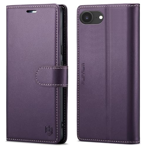 FLIPALM Wallet Case for iPhone 16e, Purple | Card Holder, RFID Blocking, PU Leather Folio Flip, Kickstand, Protective Shockproof Cover - color: Purple