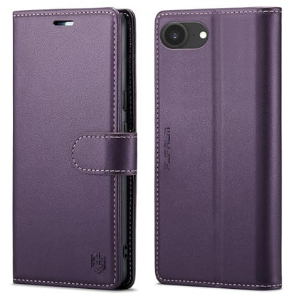 FLIPALM Wallet Case for iPhone 16e, Purple | Card Holder, RFID Blocking, PU Leather Folio Flip, Kickstand, Protective Shockproof Cover - color: Purple