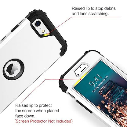 BENTOBEN for iPhone SE 2022 Phone Case and iPhone SE 2020 Case, Heavy Duty 3 in 1 Full Body Rugged Shockproof Hybrid Hard PC Soft Rubber Bumper Drop Protective Girls Women Cover, White/Black - color: Black/White