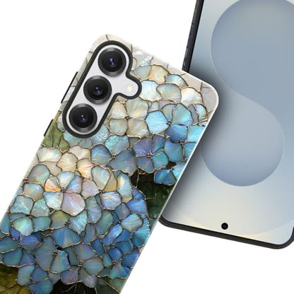 Compatible with Samsung Galaxy S25 Case,Glossy Case All-Round Protection Shockproof Anti-Scratches TPU Cover,Cases for Man Woman-Hydrangeas Bush Stained Glass - color: Hydrangeas Bush Stained Glass, size: Galaxy S25