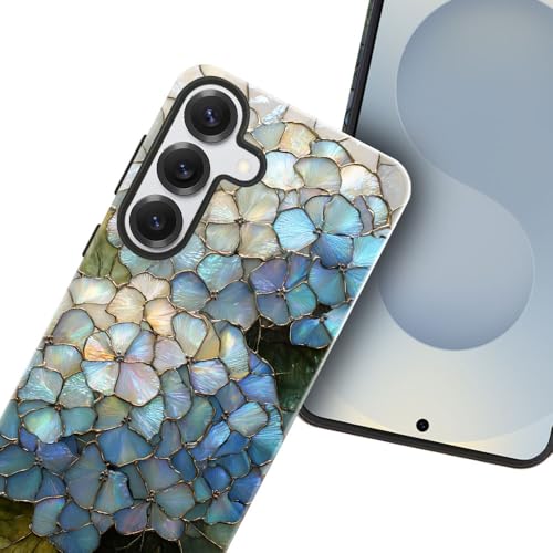 Compatible with Samsung Galaxy S25 Plus Case,Glossy Case All-Round Protection Shockproof Anti-Scratches TPU Cover,Cases for Man Woman-Hydrangeas Bush Stained Glass - color: Hydrangeas Bush Stained Glass, size: Galaxy S25 Plus