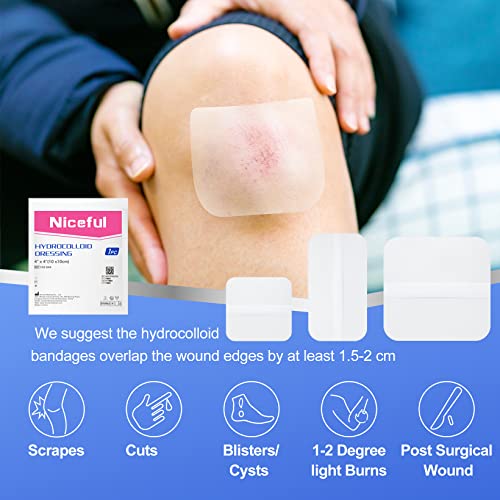 Niceful Large Hydrocolloid Bandages 4''x4'', 15 Count - size: 4" x 4" (15 Dressings)