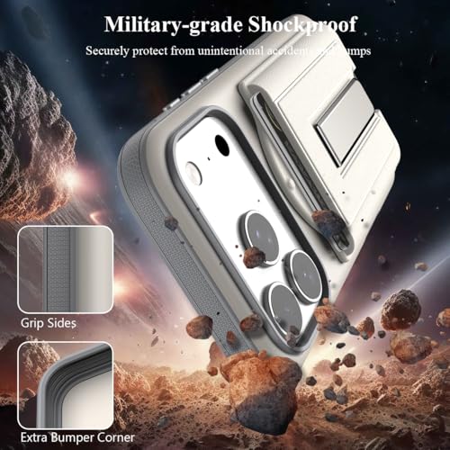 Nvollnoe for iPhone 17 Pro Case with Card Holder & Screen Protector, Compatible with Magsafe, Built-in Kickstand, Detachable Magnetic Wallet Case for iPhone 17 Pro(White) - color: White