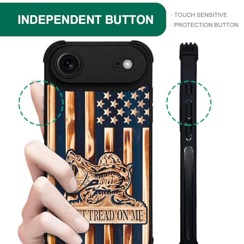 case for iPhone 17 Air,Compatible with Magsafe,All-Round Protection Shockproof Anti-Scratches TPU Case Cover-Dont Tread On Me Wood Grain American Flag - color: Dont tread on me Wood grain American flag, size: IPhone 17 Air