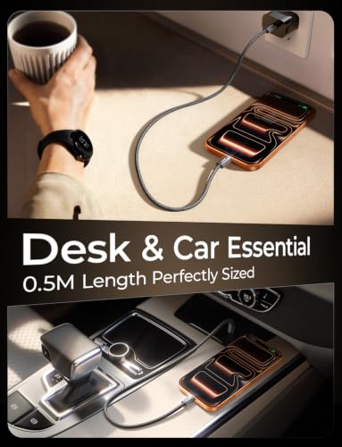 LISEN 240W Short USB C to USB C Cable (1.5FT+1 5FT) - color: Black, size: 1.6FT+1.6FT