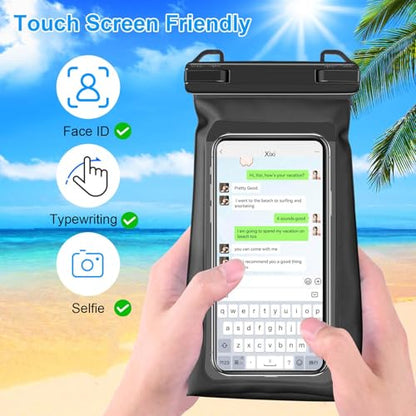 Large Capacity Waterproof Phone Pouch Floating, Waterproof Bag Case for iPhone 15 14 Pro Max 13 12 11 X XR 8 Plus Samsung Up to 6.9'', IPX8 Water Proof Phone Dry Bag for Swimming Kayaking, 1Pack - color: Black,1 Piece