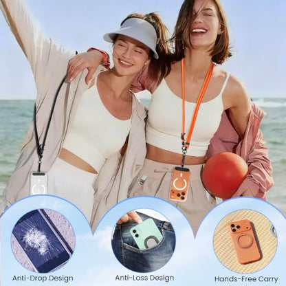 Phone Lanyard, Phone Strap Crossbody with 2 Pack Tether Tab, Adjustable Anti Theft Phone Strap for All Phones (orange) - color: Orange