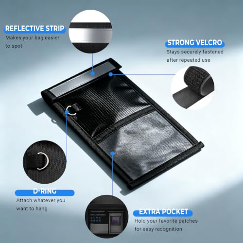 Faraday Bags for Phones 2 Pack, Military Grade Signal Blocking Bag, Anti-Tracking Anti-Hacking RFID NFC WiFi GPS Blocker, Fireproof Waterproof Faraday Pouch Black