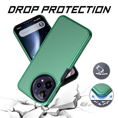 for Cricket Icon Plus 2026 (Plus Version Only) /AT&T Verge 2 Case with Tempered Glass Screen Protector,Dual Layer Heavy Duty Shockproof Protection (Dark Green) - color: Dark Green