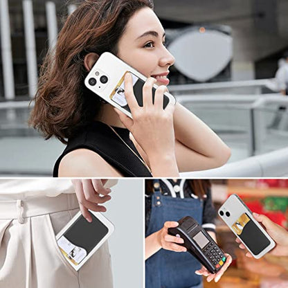 SHANSHUI 4-in-1 Phone Card Holder: Premium Silicone Wallet for ID, Drivers License, Credit Cards - Fits All Mobile Phones - color: Black,White, Grey (4pcs )