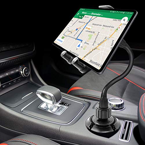 Cellet Tablet Mount with a Cup Holder Base Compatible for Apple iPad Pro 12.9, 11, 10.5, 9.7, Air, Mini, Samsung Galaxy Tab S8 S7 S6 S5 A/E Amazon Kind Fire HD 10 8 Surface Go (Tablet Goose Neck) - style: Tablet Goose Neck