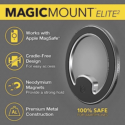 Scosche MagicMount MEMSV Elite2 Magnetic Phone Mount for Car Vent, MagSafe Phone Holder with 360° Adjustable Magnet Head, iPhone Compatible Cell Phone Stand 17/16/15/14/13/12 & MagSafe Case, Silver - style: MagSafe Vent
