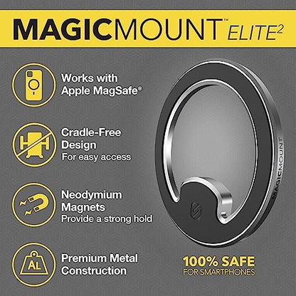 Scosche MagicMount MEMSV Elite2 Magnetic Phone Mount for Car Vent, MagSafe Phone Holder with 360° Adjustable Magnet Head, iPhone Compatible Cell Phone Stand 17/16/15/14/13/12 & MagSafe Case, Silver - style: MagSafe Vent