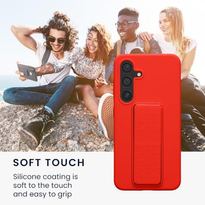 kwmobile Case for Samsung Galaxy S24 Case - Soft TPU Cover with Silicone Coating - with Hand Strap and Stand Function - Shockproof - Red - color: red, size: Galaxy S24