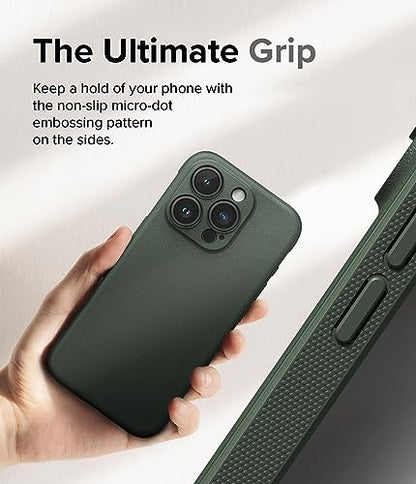 Ringke Onyx for iPhone 15 Pro Max Case, [Feels Good in The Hand] Oil & Dirt Resistant, Individual Lens Covers for Cameras, Non-Slip Enhanced Grip Lightweight Cover - Dark Green | Anti-Fingerprint Texture, Slim & Lightweight, Full-Coverage Camera Protectio