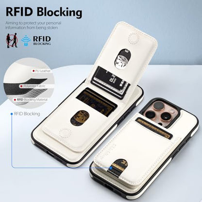 Shieldtop Compatible with MagSafe iPhone 16 Pro Wallet Case,White | 2 in 1 Detachable Magnetic,Credit Card Holder Slots,RFID Blocking,PU Leather,Kickstand,Flip Folio Phone Cover for Men & Women - color: White, size: iPhone 16 Pro 6.3"