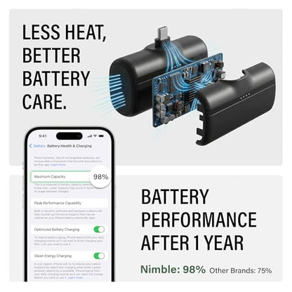 Nimble Bump 5K 20W Portable Fast Charger, Mini 5000mAh Power Bank, Black - color: Black