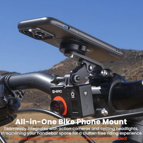Out-Front Bike Phone Mount, Bike Stem Phone Holder for Cycling Light/Camera - style: Quad-Clip Combo Mount
