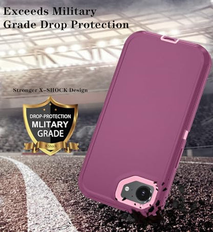 Phone Case for iPhone 16e Case & iPhone 17e Case with HD Screen Protector, Heavy Duty Shockproof & DustProof & 3-Layer Cover Phone Case for iPhone 16e/17e,WineRedPink - color: WineRedPink