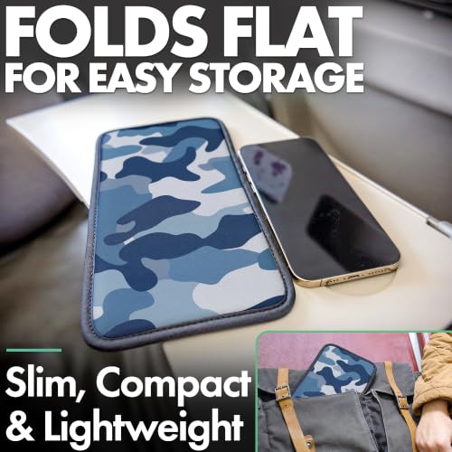 Flight Flap Airplane Phone Holder - Foldable Phone Stand for Plane Travel - color: Blue Camo, size: Large