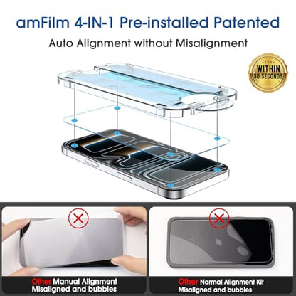 amFilm OneTouch for iPhone 17 Pro Screen Protector 6.3'' Tempered Glass - size: IPH17P-6.3”
