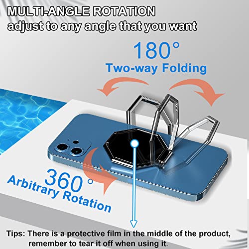 Cellphone Ring Holder Finger Kickstand, Foldable 360° Rotation Cell Phone Stand for Desk, Magnetic Car Mount, Metal Multi-Angle for Phone Back Grip Compatible with iPhone, iPad (Silver) - color: Silver