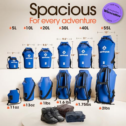 Earth Pak Waterproof Dry Bag - Roll Top Waterproof Backpack Sack Keeps Gear Dry for Kayak with Waterproof Phone Case - color: Blue, size: 5L