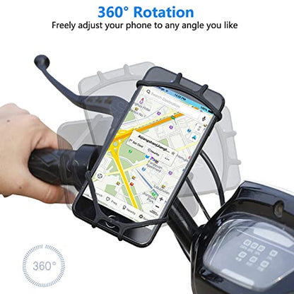 Kinizuxi 2 Pack Universal Bike Phone Mounts, 360 Rotation Silicone Holders for iPhone and Samsung, Compatible with 4.7-6.8 Inches Phones, Easy Installation - color: Black 2 Pack