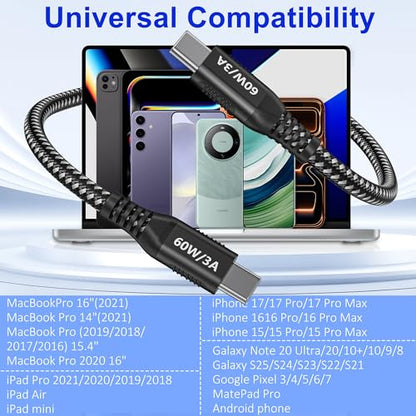 USB C to USB C Cable 20FT, Extra Long, 60W Fast Charging, USB 2.0 Data Sync - color: 20FT Long USB C Cable (Black)