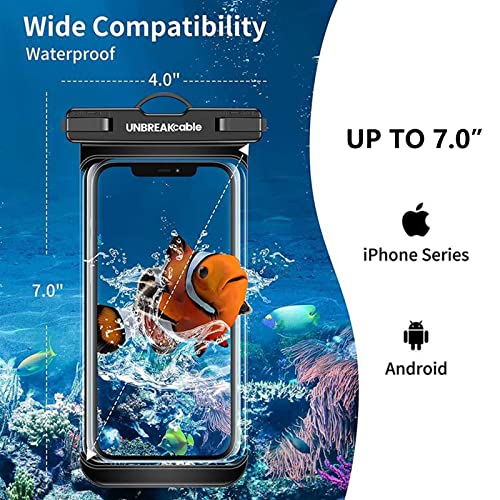 UNBREAKcable Waterproof Phone Pouch-2 Pack IPX8 Waterproof Phone Case for iPhone 17 16 15 14 13 12 Pro Max & Samsung S25 S24 S23-Dry Bag & Travel Essentials for Beach, Pool, Kayak & Cruise-7" Black - color: Black