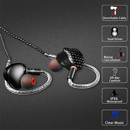 DEMAKE in Ear Monitor with Detachable 3.5mm Cable - color: Carbon Fiber, size: No Mic