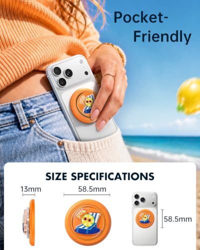 SYNCWIRE Magnetic Phone Ring Holder, for MagSafe Phone Grip Stand Kickstand - color: Mood-Sunset Orange