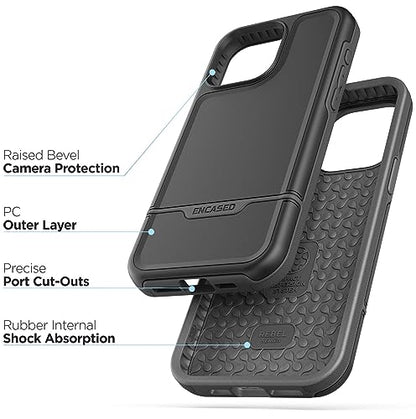 ENCASED Shockproof Case Compatible with iPhone 16 - Ultra Protective Heavy Duty Magnetic Phone Cover, Rebel Series (Black, iPhone 15 Pro Max) - color: Black, size: iPhone 15 Pro Max