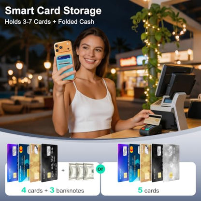 SHANSHUI Wallet for Magsafe, Stretchy Magnetic Phone Wallet Card Holder for Back of Phone Pocket Comaptible for iPhone & Most Smartphone (Green - color: Green