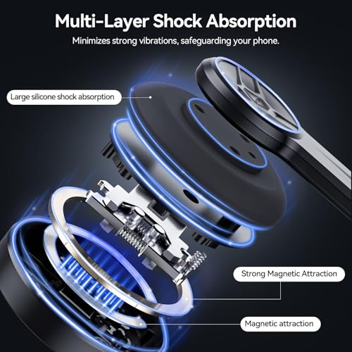TELESIN Motorcycle Phone Mount Fit iPhone 15 Pro Max, Magnetic Motorcycle Phone Holder with Vibration Dampener & Metal Buckle [One-Click Unlock] with Magnetic Phone Case for 25 & 28 mm Handlebars