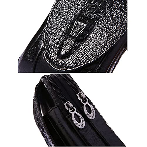Crocodile Leather Phone Belt Bag Waist Pack for Men Travel Outdoor Casual Cellphone Loop Holster Case Money Coin Mini Pouch Purse Wallet Black - color: #04black