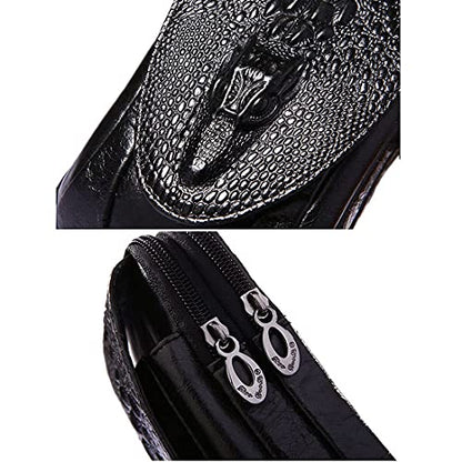 Crocodile Leather Phone Belt Bag Waist Pack for Men Travel Outdoor Casual Cellphone Loop Holster Case Money Coin Mini Pouch Purse Wallet Black - color: #04black