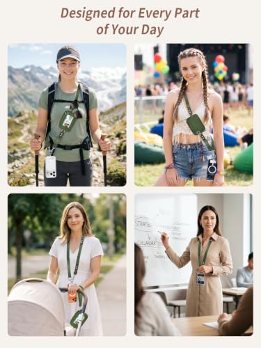 Clip and Go Strap for Phone with Wallet Crossbody Lanyard Green - color: 1 Green