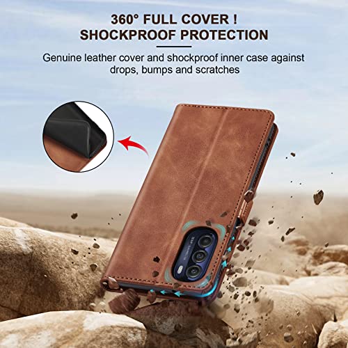 Jasonyu Flip Wallet Case for Moto G Stylus 5G (2022),Leather Magnetic Folio Cover with Card Holder,Kickstand - TPU Shockproof Durable Protective Phone Case,Brown | PU Leather Magnetic Folio Cover,with Card Holder,Kickstand,TPU Shockproof,Durable,Protectiv