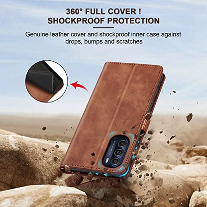 Jasonyu Flip Wallet Case for Moto G Stylus 5G (2022),Leather Magnetic Folio Cover with Card Holder,Kickstand - TPU Shockproof Durable Protective Phone Case,Brown | PU Leather Magnetic Folio Cover,with Card Holder,Kickstand,TPU Shockproof,Durable,Protectiv