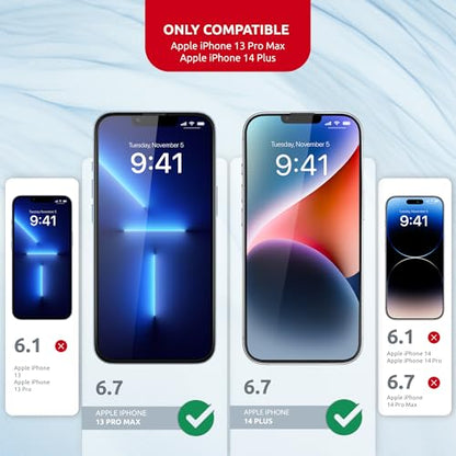 Tempered Glass Screen Protector - 9H Hardness Screen Protector for iPhone 13 Pro Max / 14 Plus Set with Applicator – Full Edge-to-Edge Protection Oleophobic Coating - Black Design - size: for iPhone 13 ProMax/14Plus